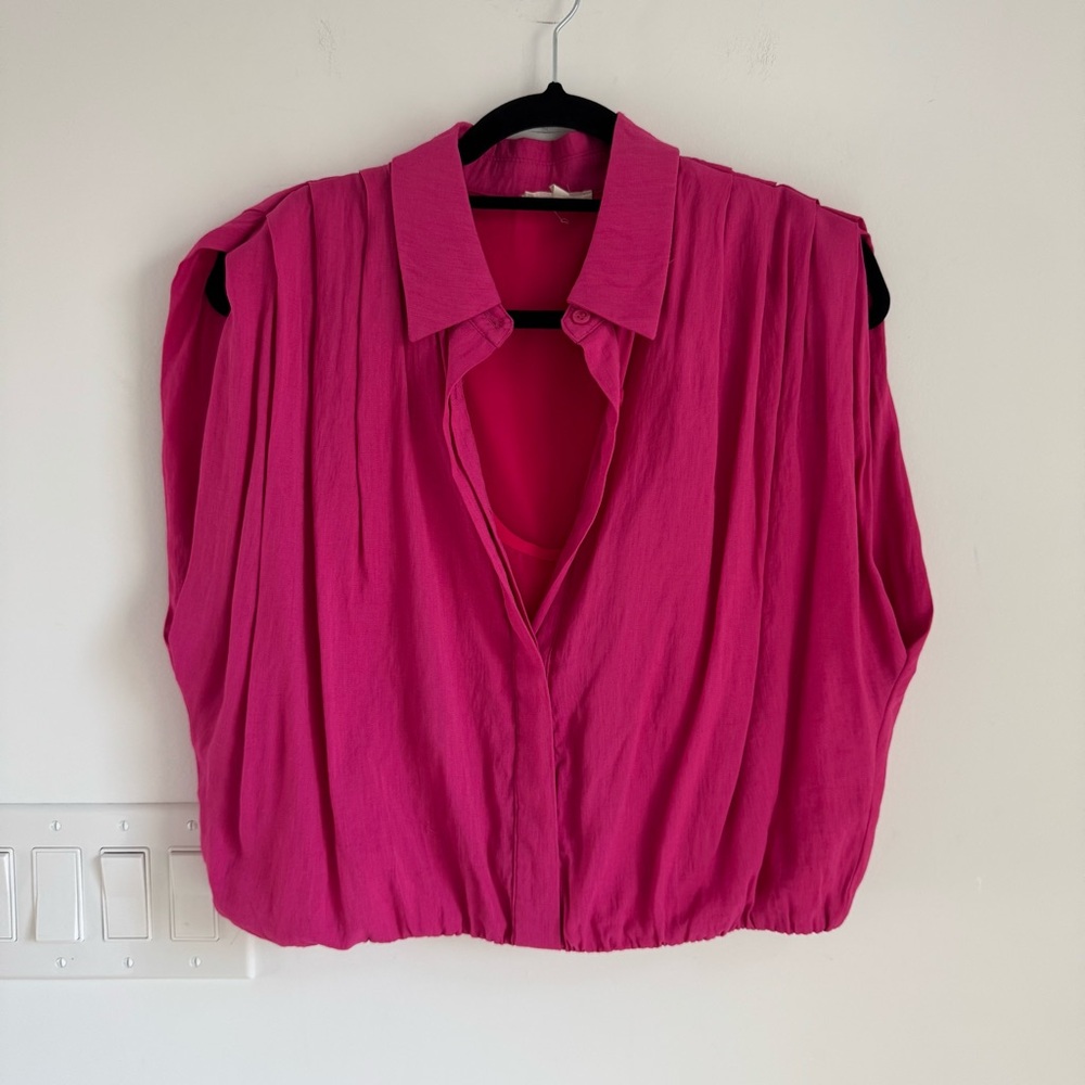 Easel Crop Pink Top Blouse Lined Women’s size Large Barbiecore